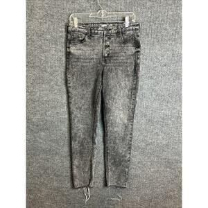 Old Navy Rockstar Super Skinny Distressed Hem High Rise Button Fly Jeans 8